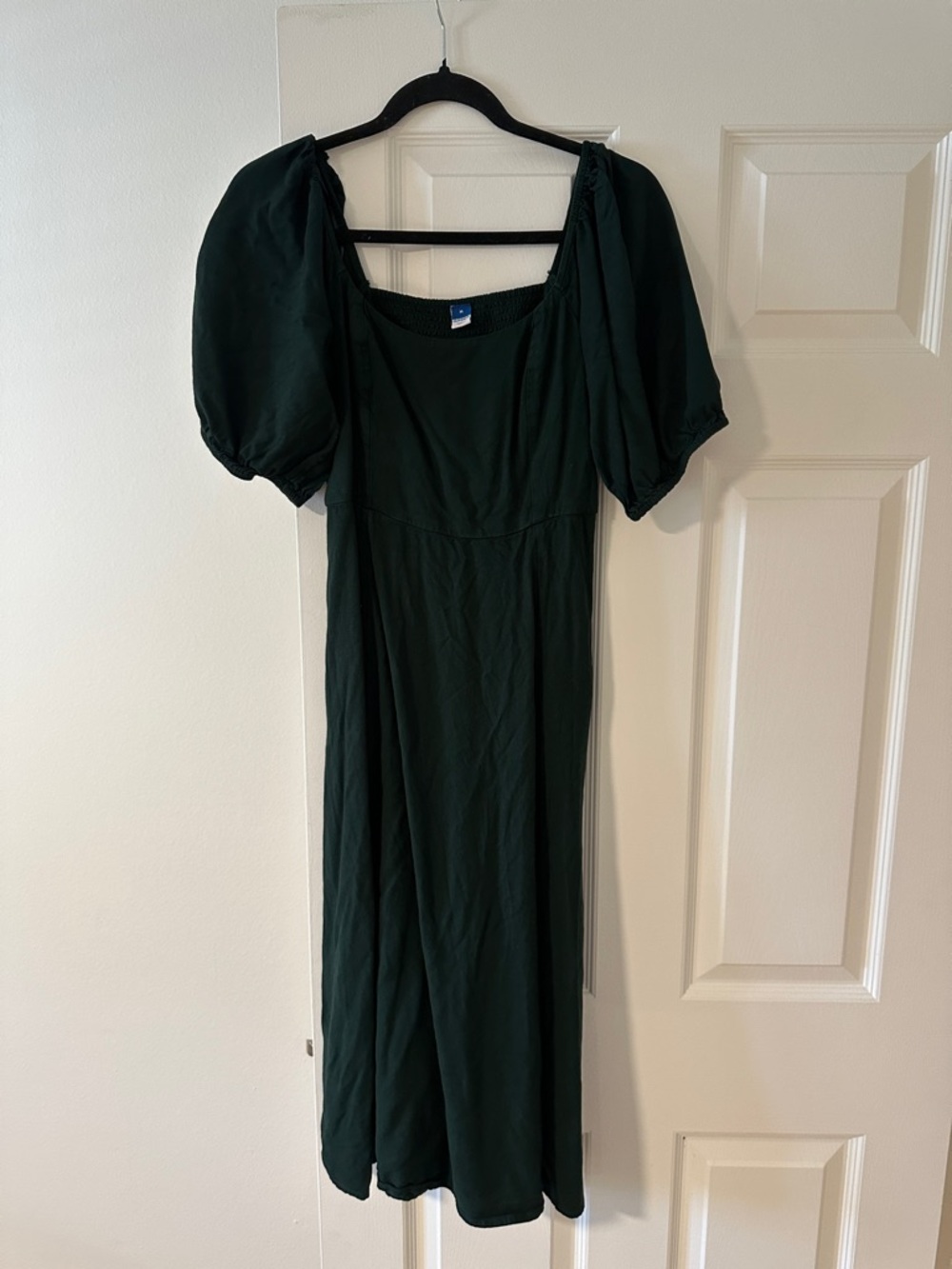 Old Navy Dark Green Puff Sleeve Midi Dress